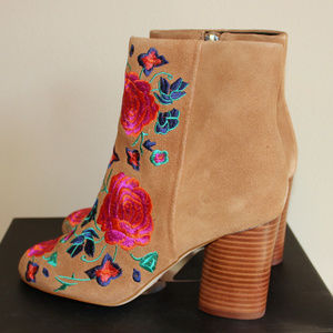 The Fix Womens Nash Floral Embroidery Oval Heel Ankle Bootie Brand The Fix Womens Nash Floral Embroidery Oval Heel Ankle Bootie Brand